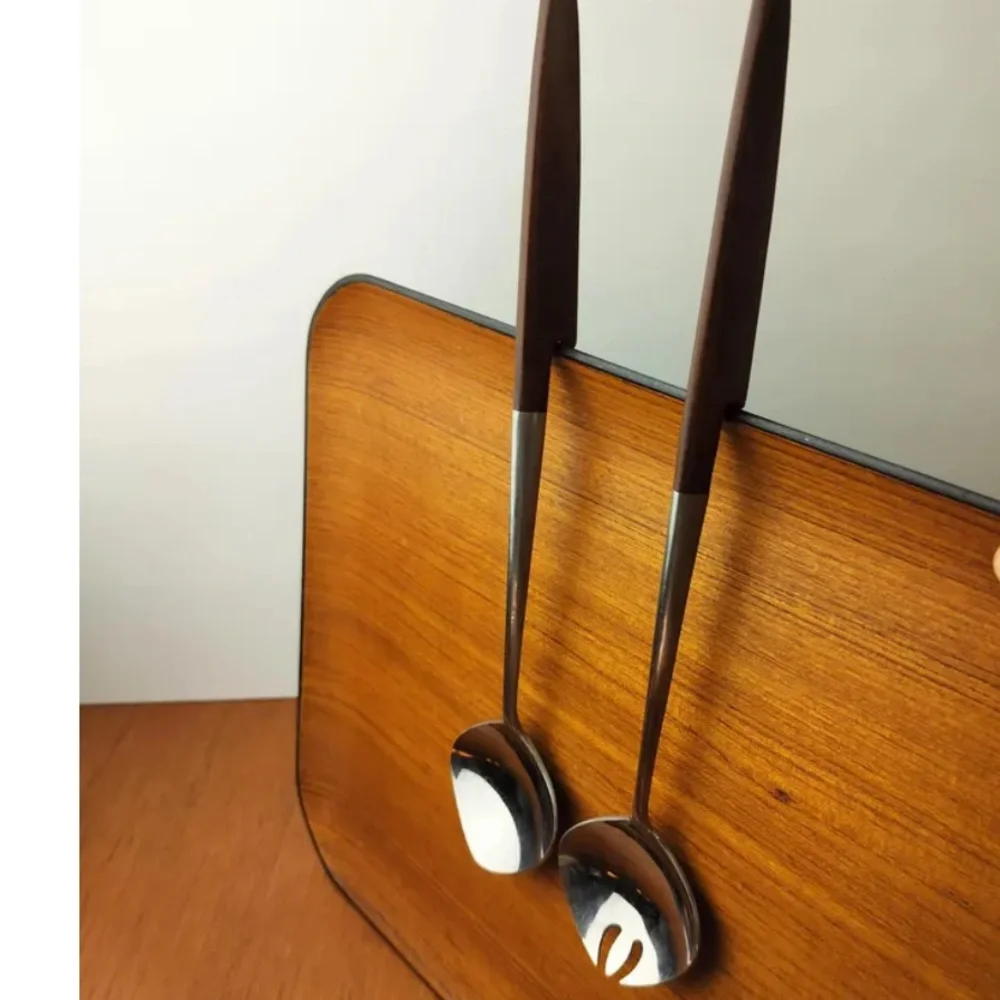 Vintage Mid-Century Modern EPIC Japanese Forged Stainless Salad Serving Utensils